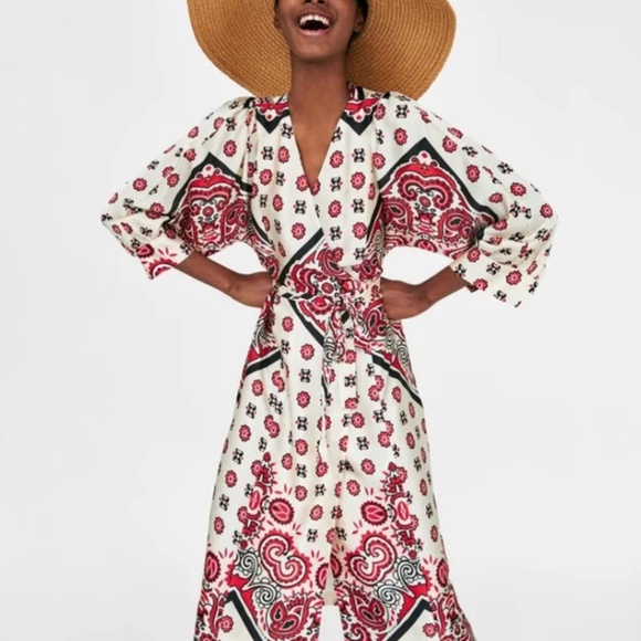 Zara Dresses & Skirts - ZARA PRINTED WRAP DRESS